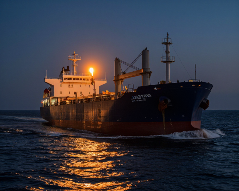 Cargo ship in the Strait of Hormuz