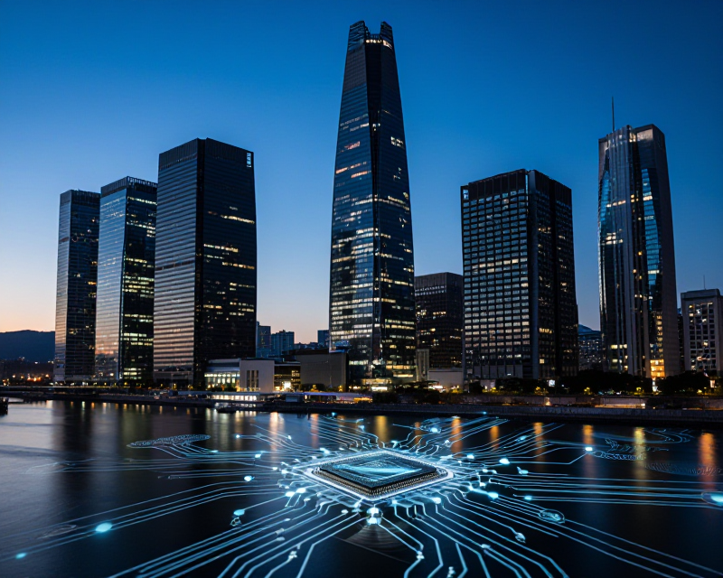 South Korean Financial District at Twilight